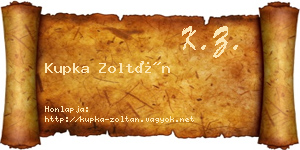 Kupka Zoltán névjegykártya